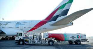 طيران الإمارات أول ناقلة جوية في العالم تشغل رحلة تجريبية لطائرة A380 بوقود طيران مستدام 100%
